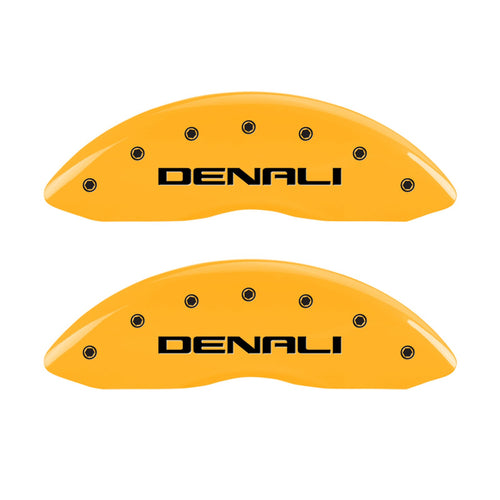 Caliper Covers MGP 34208SDNLYL, Set of 4 (Yellow Engraved Front and Rear: Denali Powder Coat Finish Black Characters)