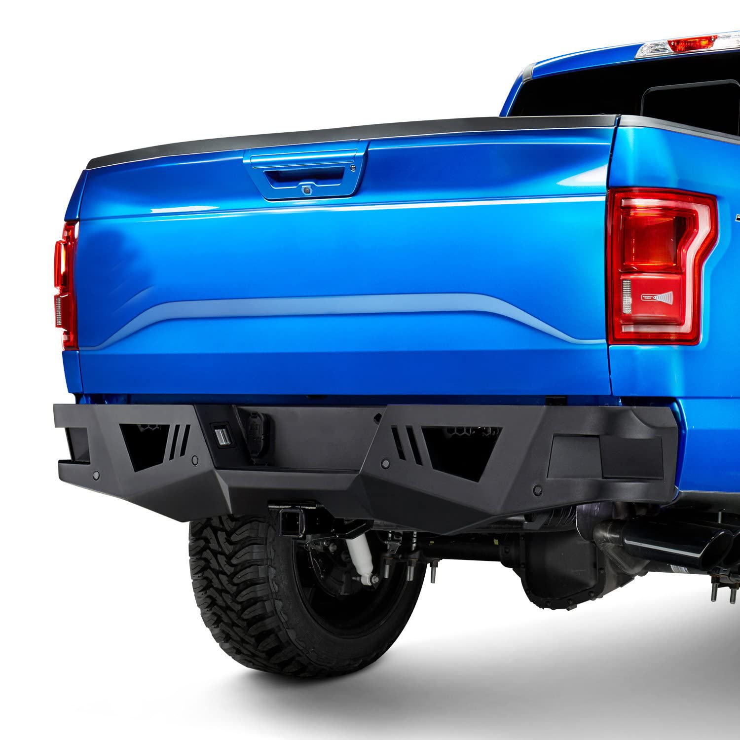 Heavy Duty Black Horse Armour Rear Bumper Matte Black Compatible with 2015-2020 Ford F-150-ARB-F115