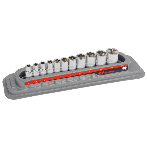 11 Pc. Ingersoll Rand 1/4 in. Drive Shallow Socket Set - Metric 6 Pt.- 752043