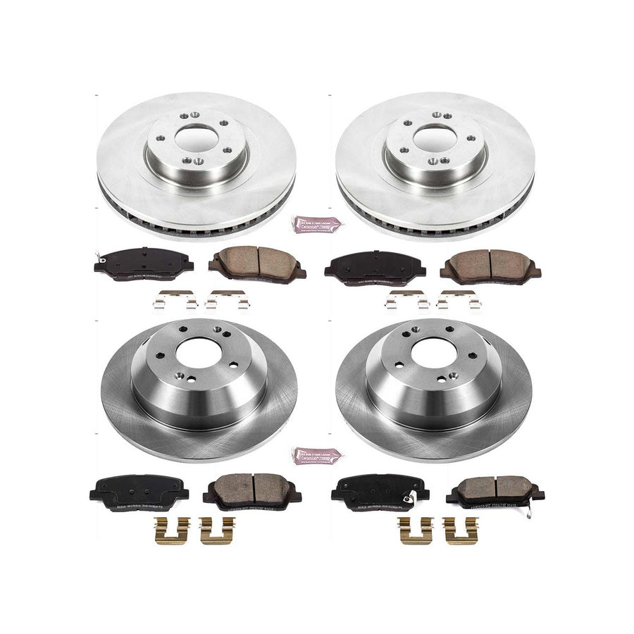 Power Stop KOE7514 Replacement Brake Kit-OE Front and Rear Brake Rotors & Ceramic Brake Pads For Hyundai Santa Fe 2017-2018 [Model Specific]