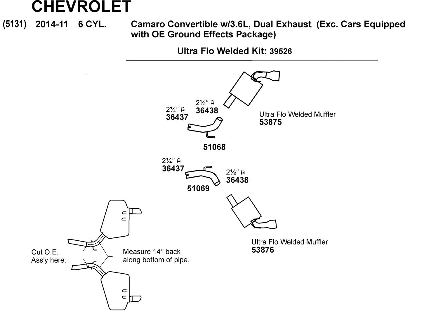 Exhaust Pipe Dynomax 51069 for Chevrolet Camaro