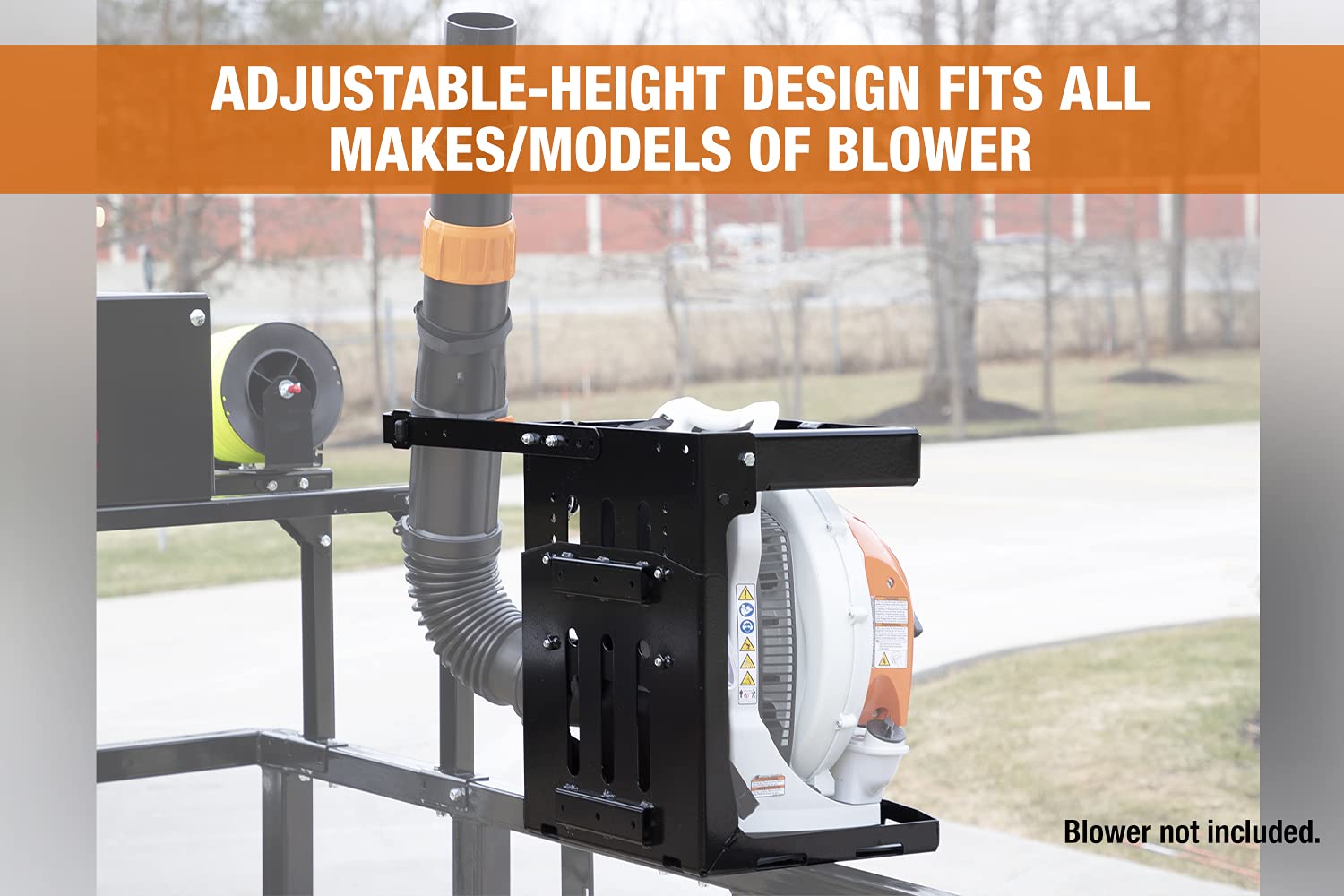 Buyers Products Universal Lockable Backpack Blower Rack For Open & Enclosed Landscape Trailers, Quick Bolt-On Application, Adjustable Height To Fit All Blower Makes & Models, Made In The USA