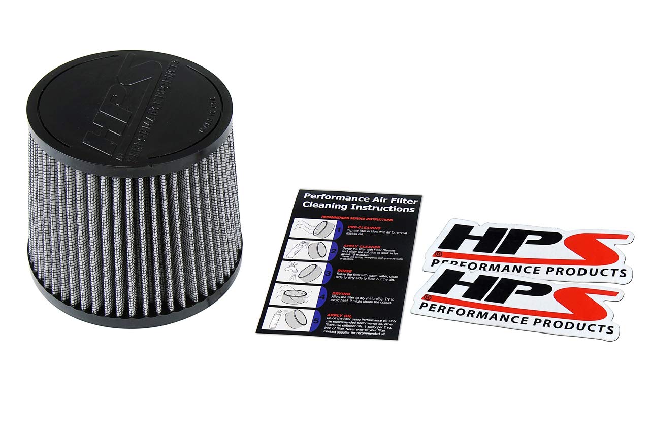 HPS Automotive Performance Air Filter 2.75" ID, 6" Element Length, 7.75" Overall Length, Gray, HPS-4275