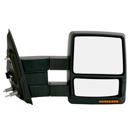 K Source Extendable Passenger Side Towing Mirror for 2004-2008 F-150, Textured Black, Turn Signal, Puddle Lamp, Heated Power, Adjustable, Convex Mirror, Foldaway