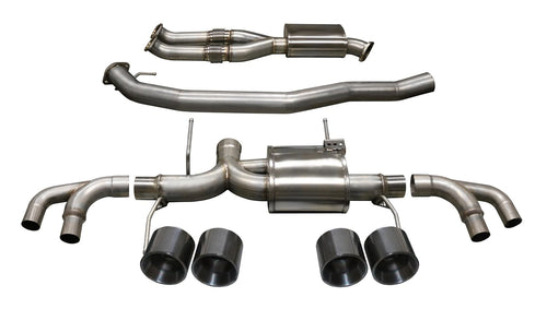 Xtreme Cat-Back Exhaust System Corsa Performance 14999BLK Dual Rear Exit 3.5 in. Dia. Incl. Muffler/Pipes/Clamps/Quad 5 in. Dual Wall Flat-Cut Black PVD Pro-Series Tips