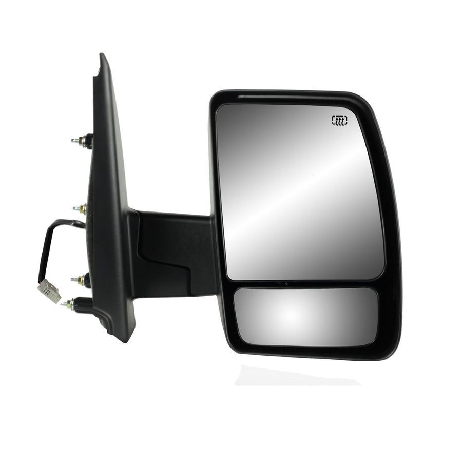 Fit System Passenger Side Mirror 68121N for Nissan NV 1500, 2500, 3500, Textured Black w/Chrome Cover, Dual Lens, Foldaway, w/o Tow pkg, Heated Power