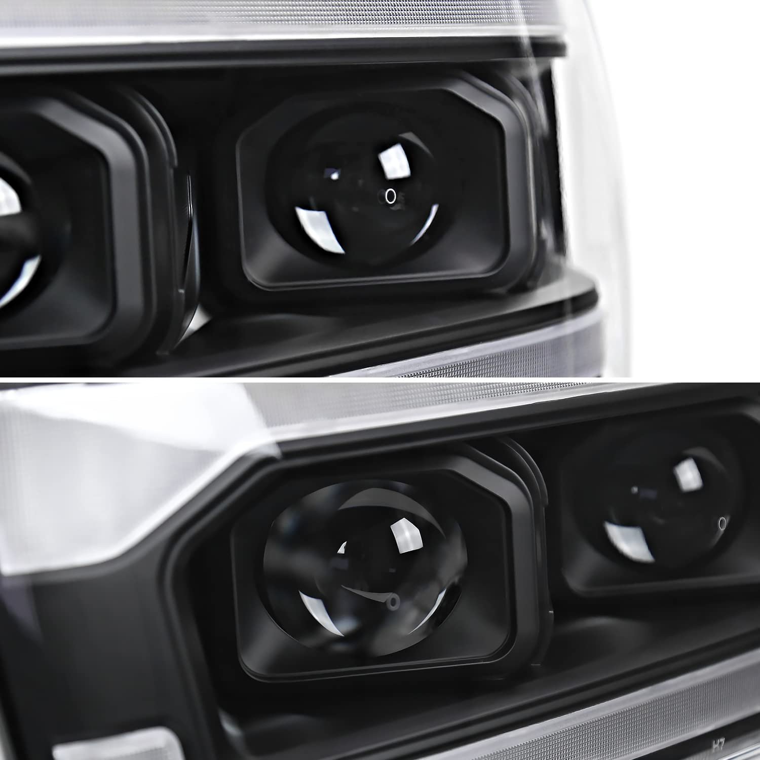 Dual Projector Headlights SPEC-D TUNING Black w/Sequential LED Turn Signal and Startup Animation Compatible with 2019-2024 Dodge Ram 2500, 3500, 4500, Left + Right Pair Headlamps Assembly