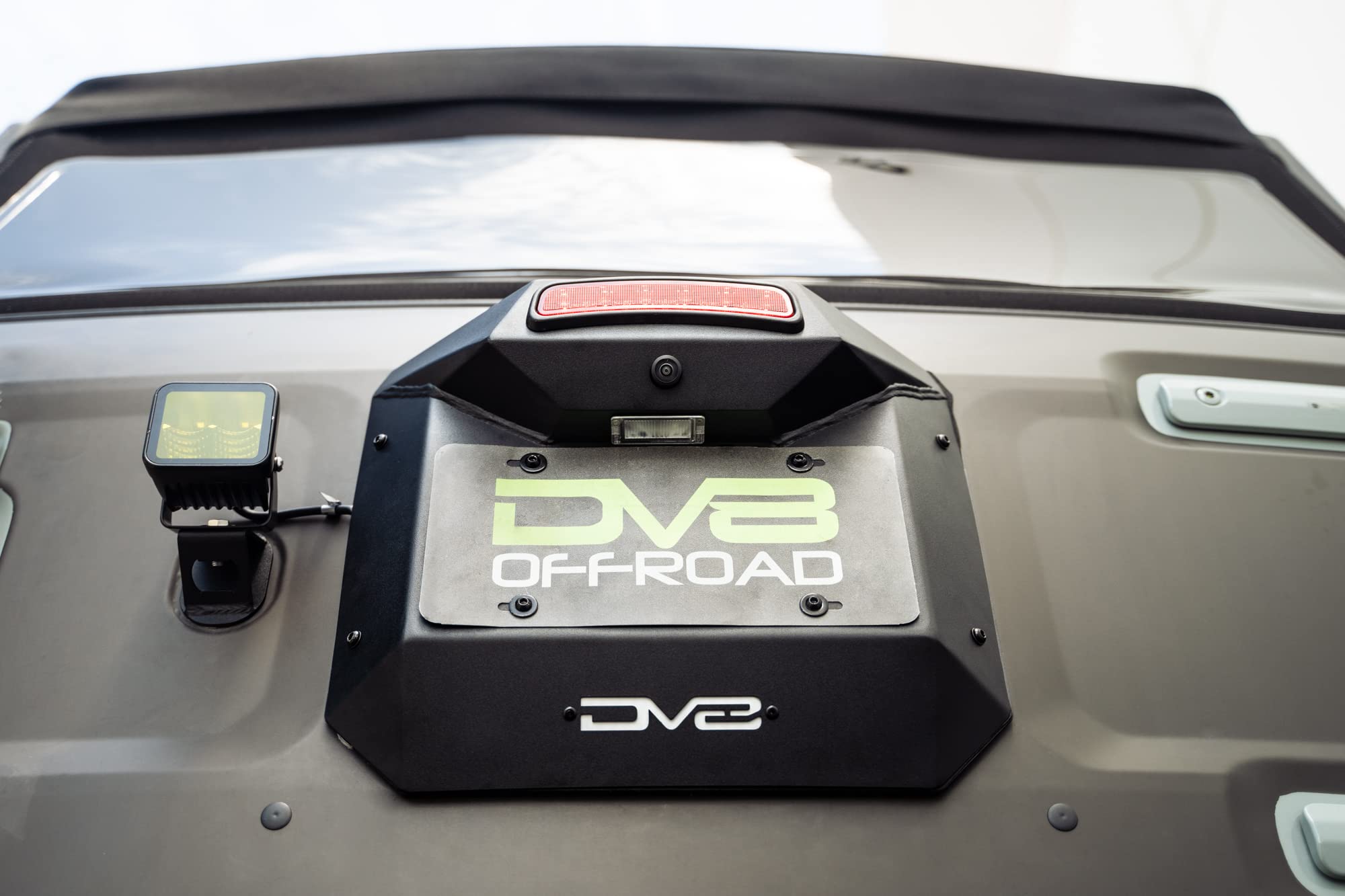 Spare Tire Delete DV8 Offroad for The 2021-2025 Ford Bronco | Integrates Backup Camera, Third Brake Light, & License Plate Light | Quick Installation | Includes Pod Light Mount