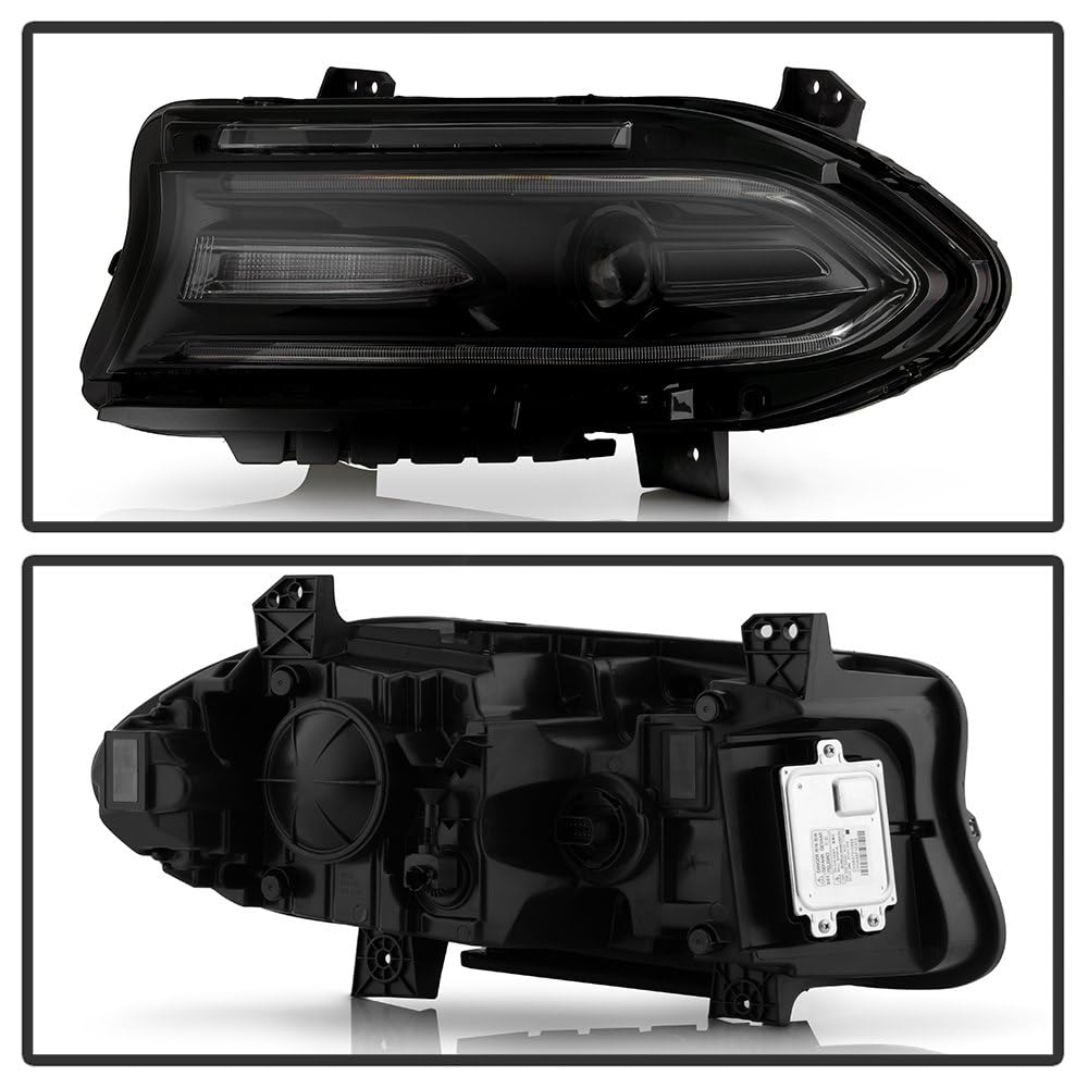 Dodge Charger 2015-23 Spyder (POE) w/LED DRL Xenon HID Assembly Headlight (No Side Logo) - Low/High Beam-D3S(Included) (Ballast Included Panasonic Type Ballast) ; Signal-LED - OE Left