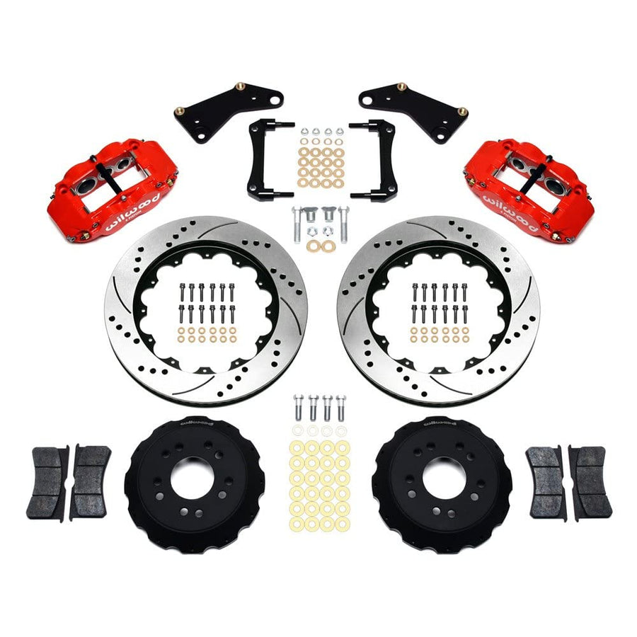 140-10617-DR WILWOOD FNSL6R Front Hat Kit,14.00", Drill, Red 65-82 Corvette C2/C3