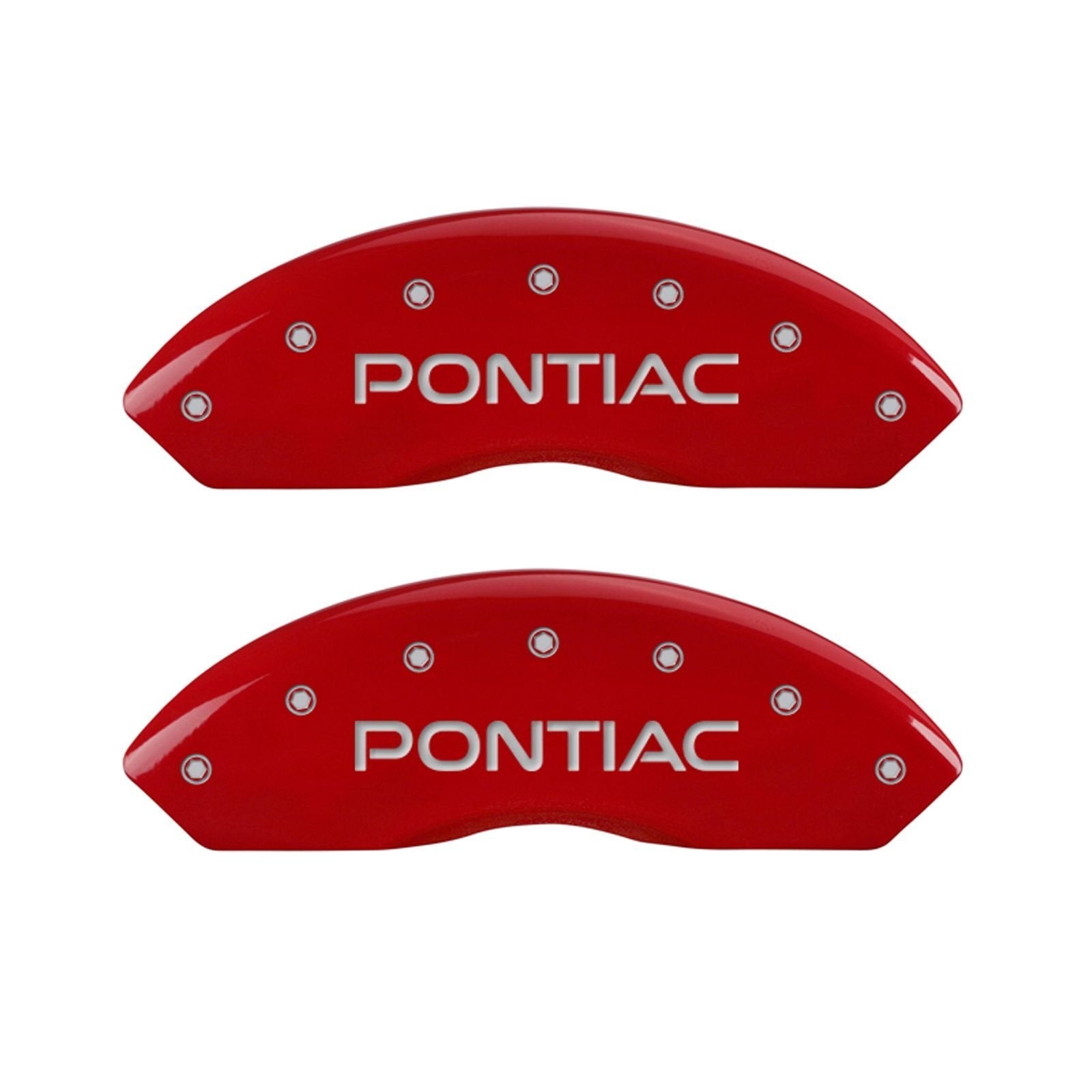 MGP Caliper Covers Red Powder Coat Finish 18030SPXPRD Front and Rear Caliper Cover, Set of 4 (Pontiac GXP Silver Characters, Engraved)