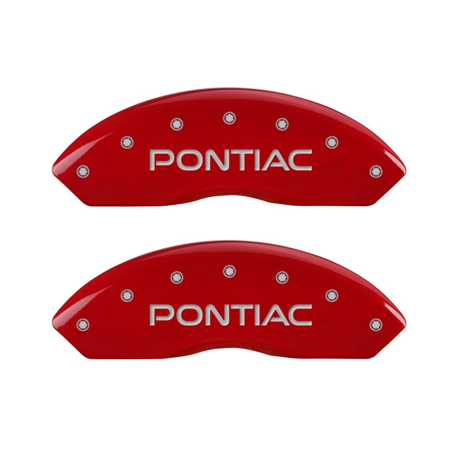 MGP Caliper Covers Red Powder Coat Finish 18030SPXPRD Front and Rear Caliper Cover, Set of 4 (Pontiac GXP Silver Characters, Engraved)