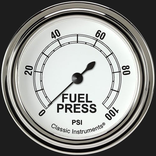 Classic Instruments Classic White CW346SLF 2 5/8" Fuel Pressure Gauge 100 PSI Electric
