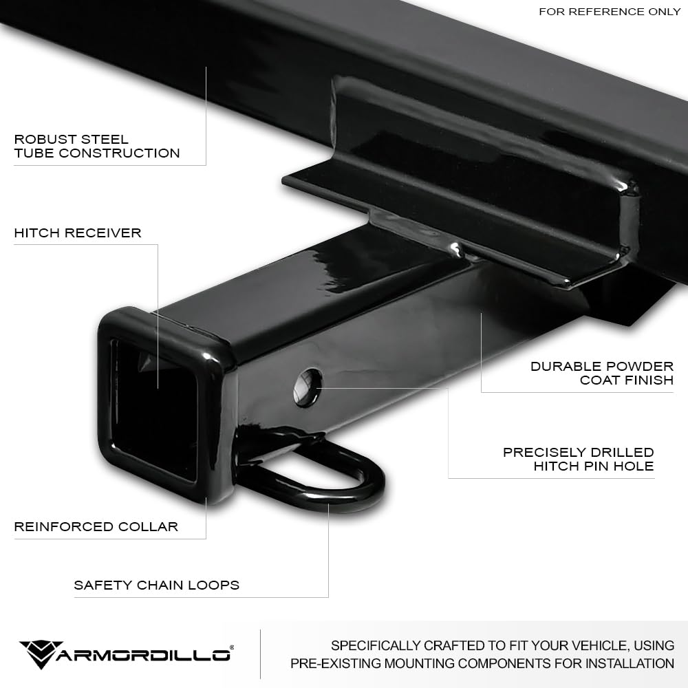 Class 3 Armordillo Trailer Hitch 2-Inch Receiver|Compatible with 2020-2025 Jeep Gladiator|8735466|Tow Hitch|Gloss Black