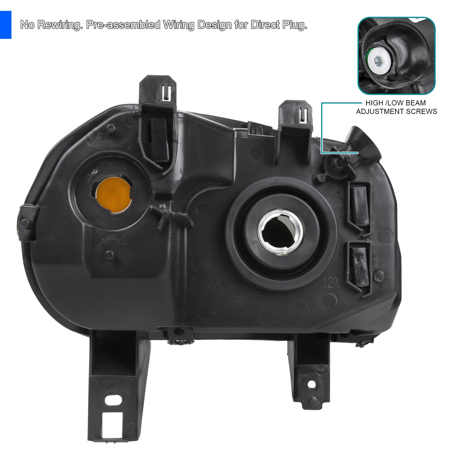 Smoke SPEC-D TUNING Headlights Compatible with 2006-2011 Chevy HHR, Left + Right Pair Headlamp Assembly