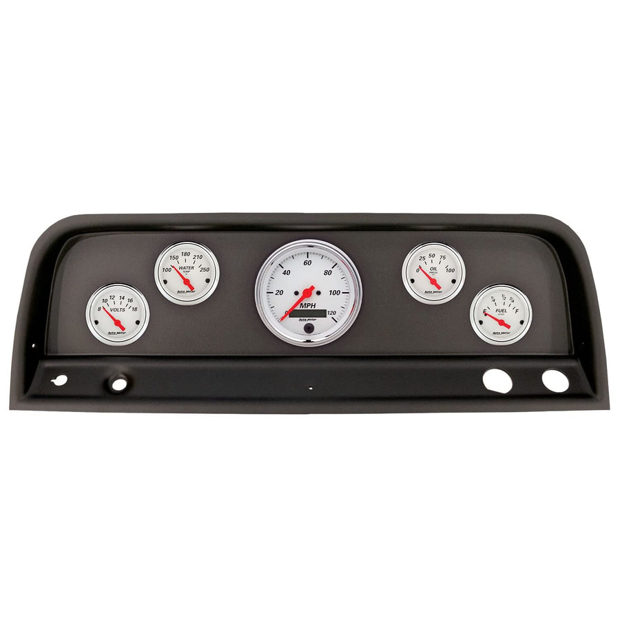 AutoMeter Dash Kit Direct Fit, (3 3/8" X1, 2 1/16" X4), Chevrolet Truck 64-66, Arctic White (2109-03)