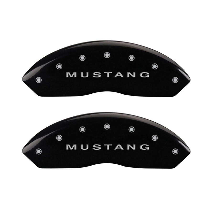 Black MGP Caliper Covers Engraved with Silver Mustang/Bar & Pony (S197) 10017SMBPBK (Set of 4)