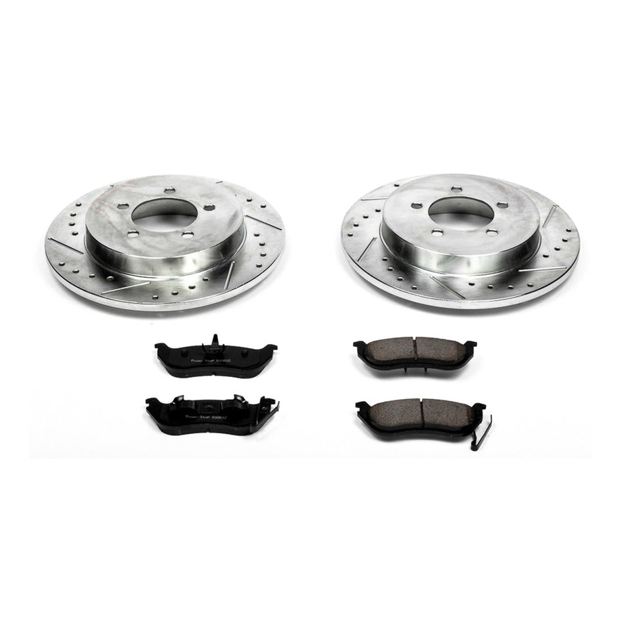 Power Stop K1929 Rear Brake Pads Z23 Carbon Fiber with Drilled & Slotted Brake Rotors Kit For Ford Explorer, Ford Explorer Sport Trac, Mercury Mountaineer [Model Specific]