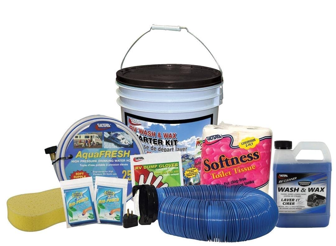 K88130 Valterra RV Starter Kit (with Bucket and Wash & Wax Kit),1 Pack