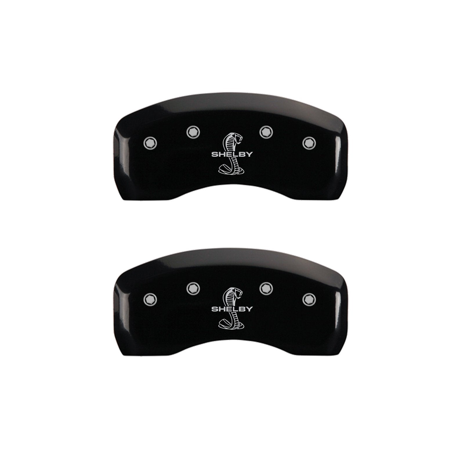 Black MGP Caliper Covers 10017SSBYBK Engraved with Silver Shelby/Tiffany Snake (Set of 4)