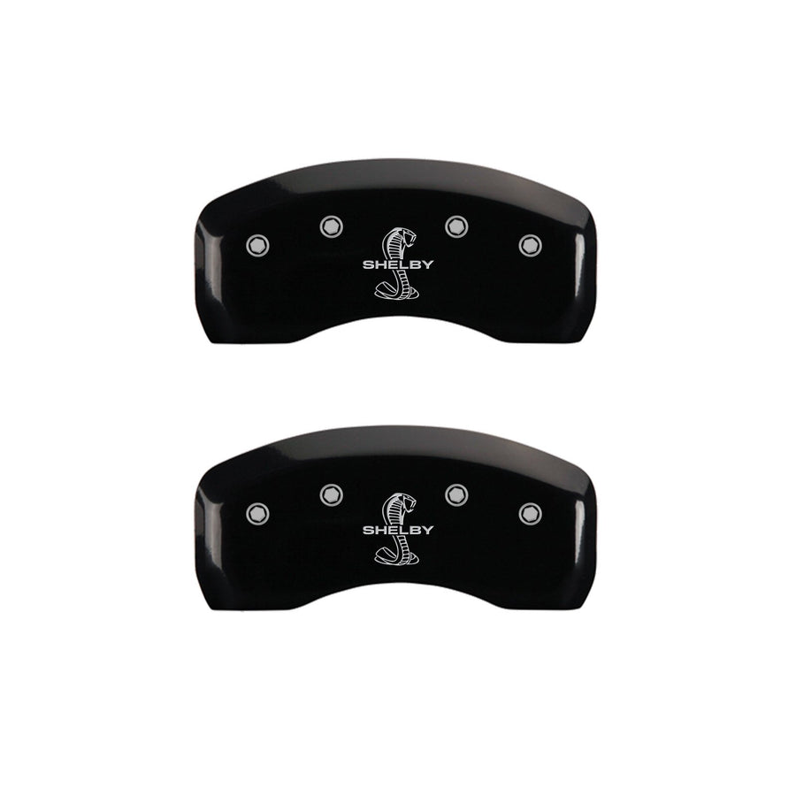 Black MGP Caliper Covers 10017SSBYBK Engraved with Silver Shelby/Tiffany Snake (Set of 4)