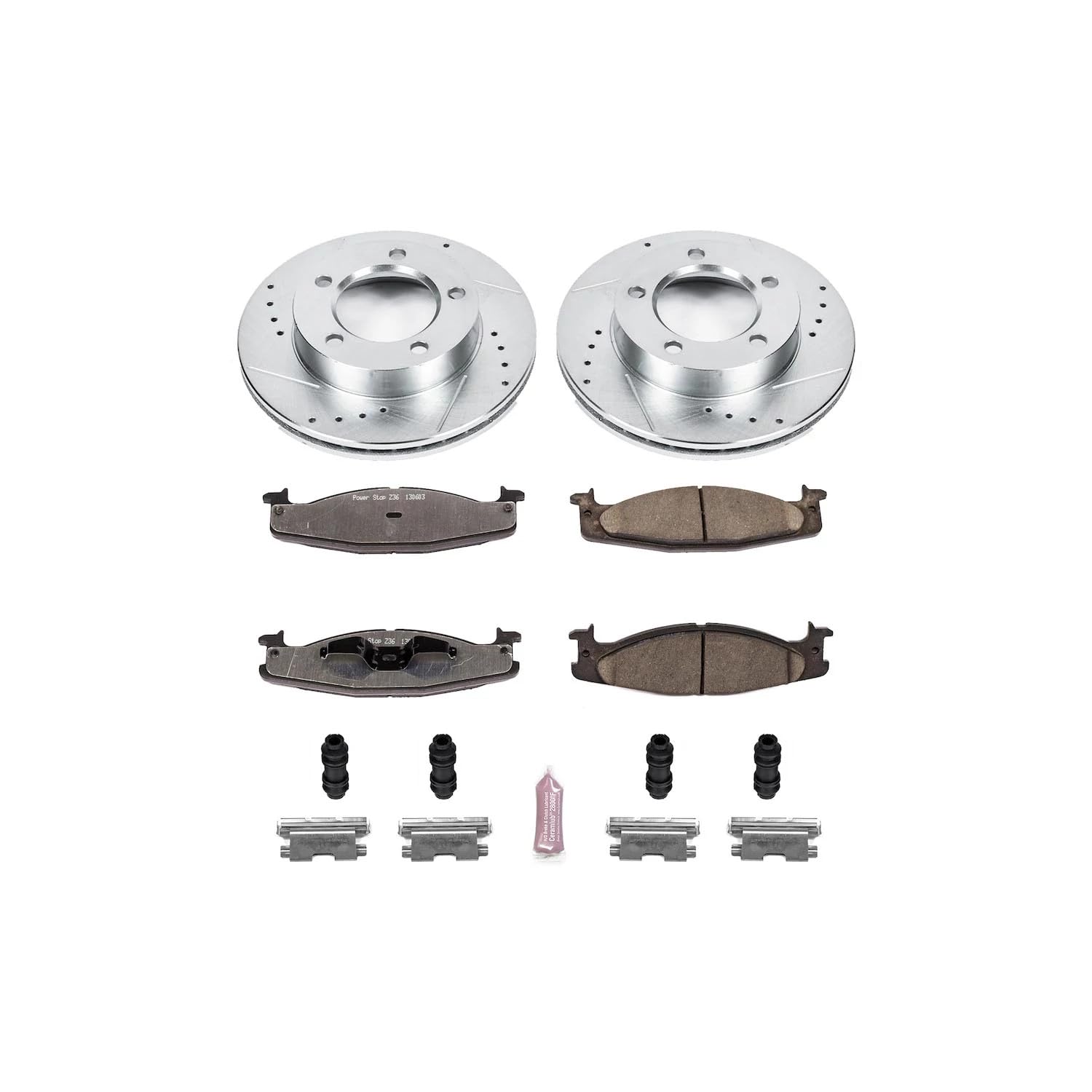Power Stop K5067-36 Z36 Truck & Tow Front Brake Kit, Carbon Fiber Ceramic Brake Pads and Drilled/Slotted Brake Rotors