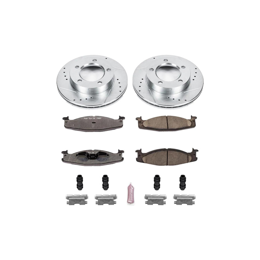 Power Stop K5067-36 Z36 Truck & Tow Front Brake Kit, Carbon Fiber Ceramic Brake Pads and Drilled/Slotted Brake Rotors