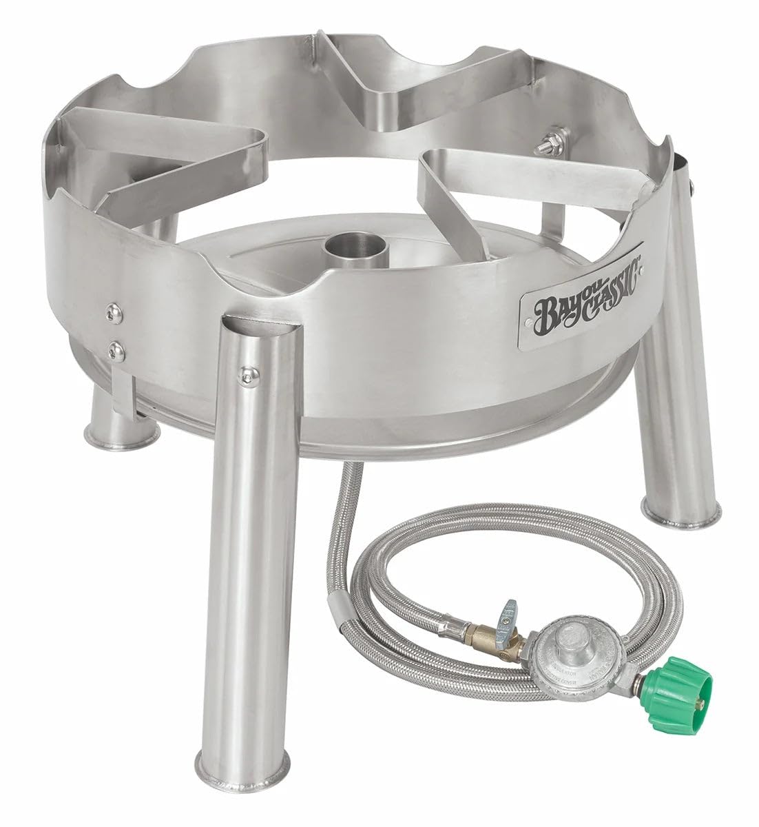 Bayou Classic SS1 - Jet Cooker Stainless - Single Burner, 12.5 in Tall, Regulator & Braided Hose