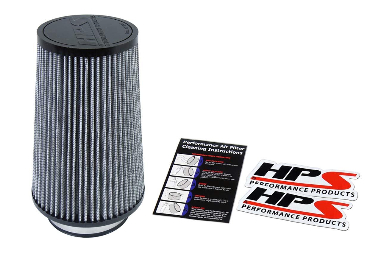 4" ID HPS Performance Air Filter, 9" Element Length, 10.75" Overall Length, Gray (HPS-4301)