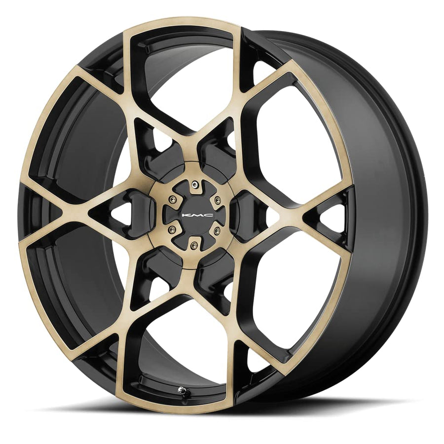 KMC Wheels KM695 Satin Black Crosshair Wheel with Machined Face and Tinted Clear (20x8.5"/6x120mm, +15 offset)