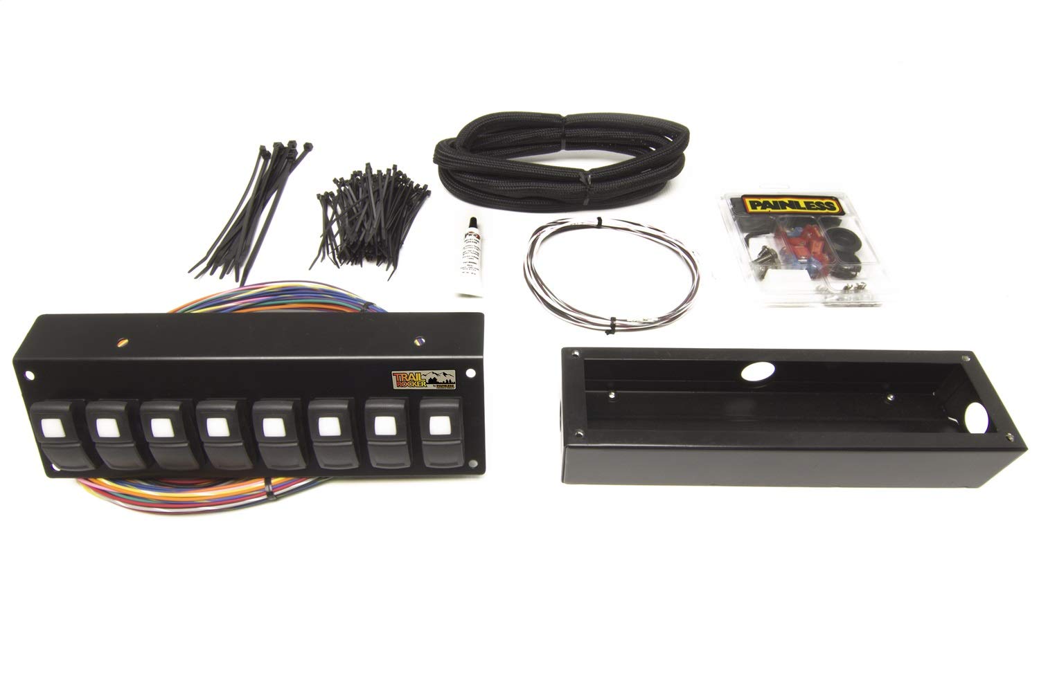 57103 Painless Performance Trail Rocker 8-Switch Panel, Flange or Underdash Mount