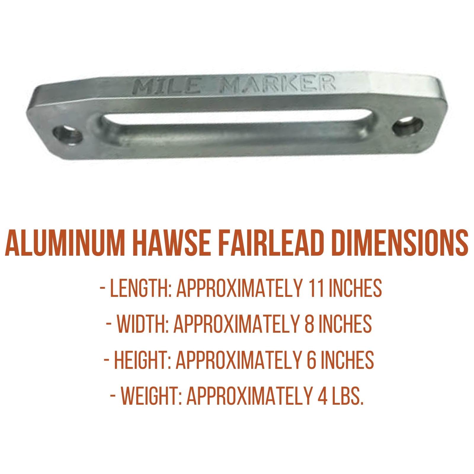Mile Marker Single Full Size 19-53000 Hawse Fairlead - High Strength Aluminum Construction - Strong & Durable - Designed for use with Synthetic Ropes Only - Made in USA