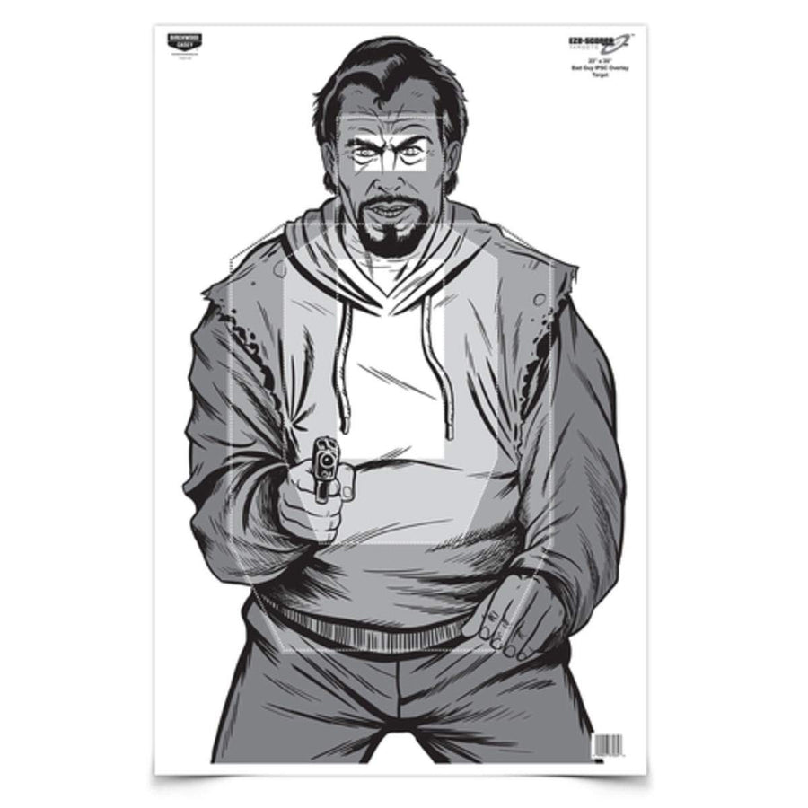 Birchwood Casey BC Bad Guy Eze-Scorer Paper Target (Per 100), 23 x 35-Inch, IPSC Overlay