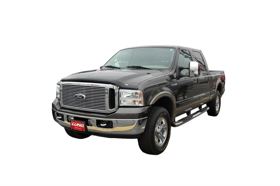 Hoodflector Bug Shield / Auto Ventshade [AVS] Hood Protector | Fits 1999 - 2007 Ford F-250/F-350/F-450/F-550 Super Duty, 2000 - 2005 Ford Excursion, 1 pc. | Dark Smoke - 21208
