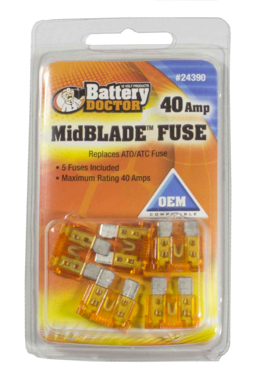 Battery Doctor WirthCo 24390 40 Amp MidBlade Fuse, 5 Pack