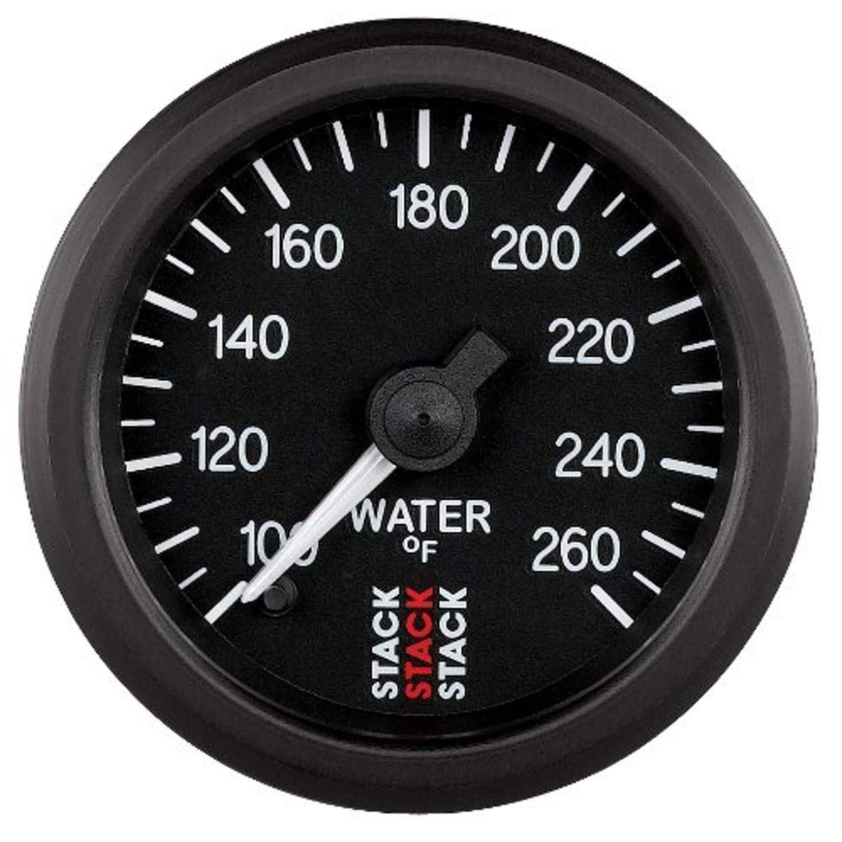 Autometer 52mm Stack 100-260 Deg F 1/8in NPTF Male Pro Stepper Motor Water Temp Gauge - Black