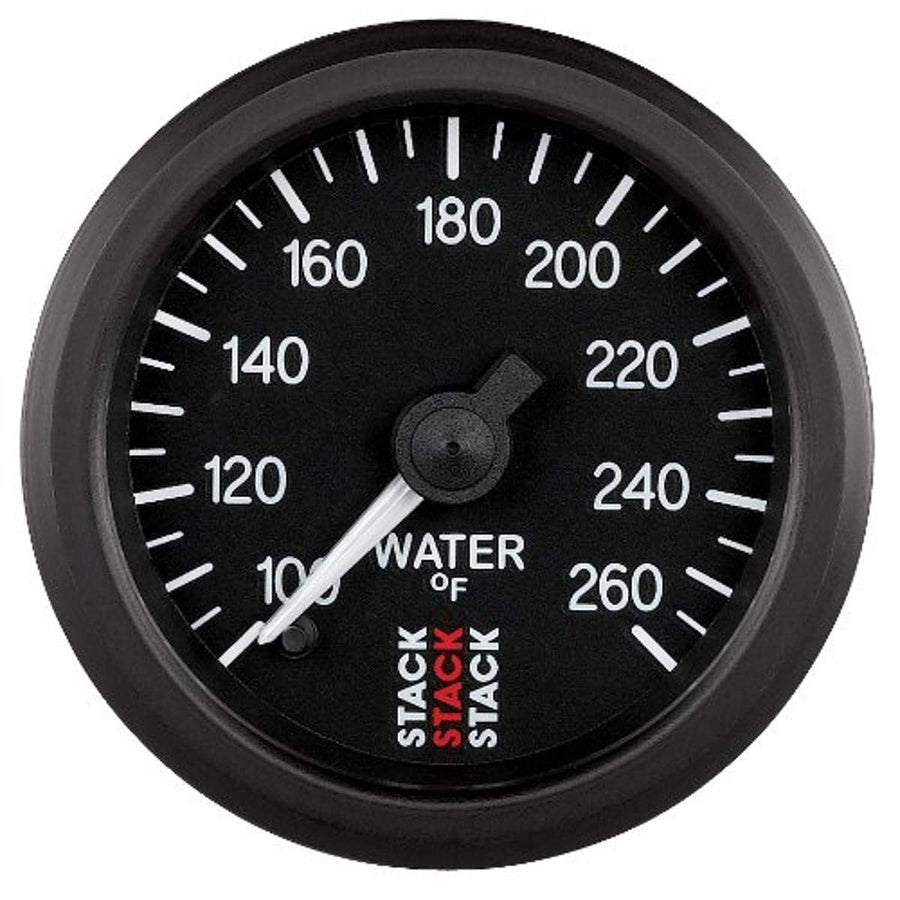Autometer 52mm Stack 100-260 Deg F 1/8in NPTF Male Pro Stepper Motor Water Temp Gauge - Black