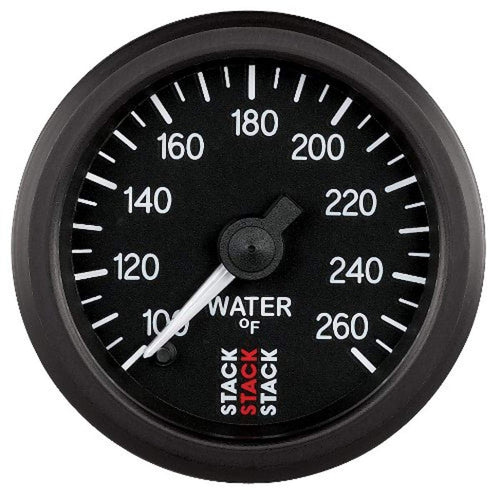 Autometer 52mm Stack 100-260 Deg F 1/8in NPTF Male Pro Stepper Motor Water Temp Gauge - Black