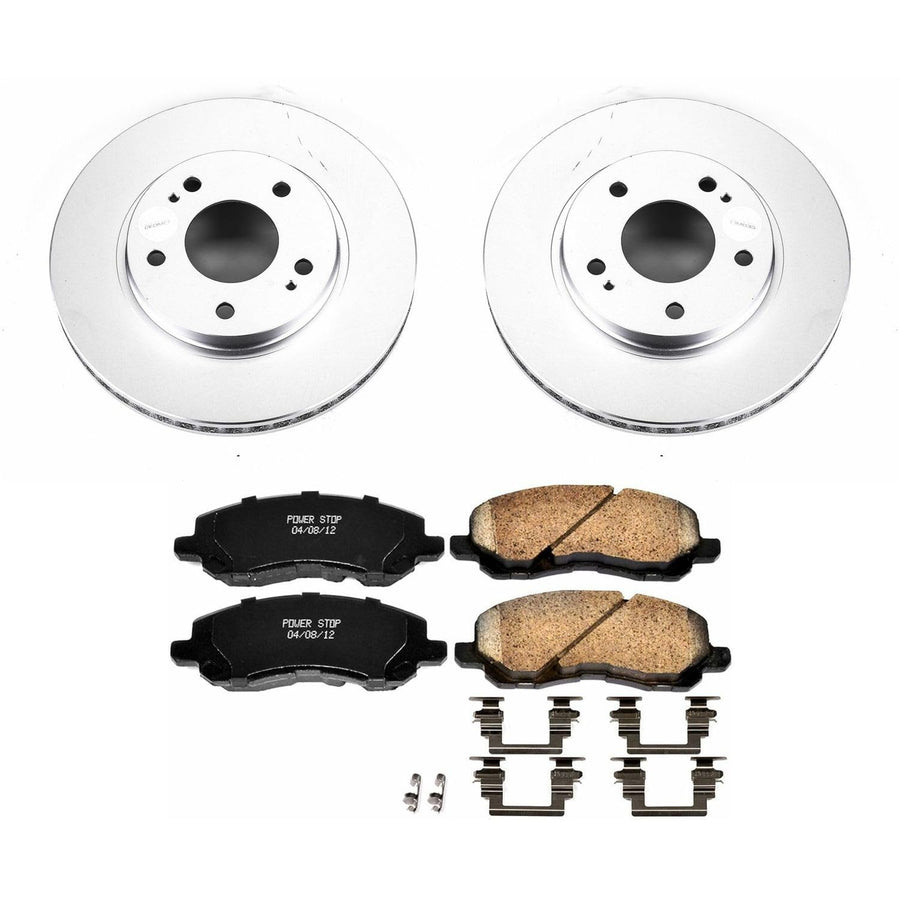Power Stop Coated CRK1678 Brake Rotor & Ceramic Brake Pads- front For Chrysler Sebring, Dodge Stratus, Mitsubishi Eclipse, Mitsubishi Galant, Mitsubishi Lancer, Mitsubishi Outlander [Model Specific]