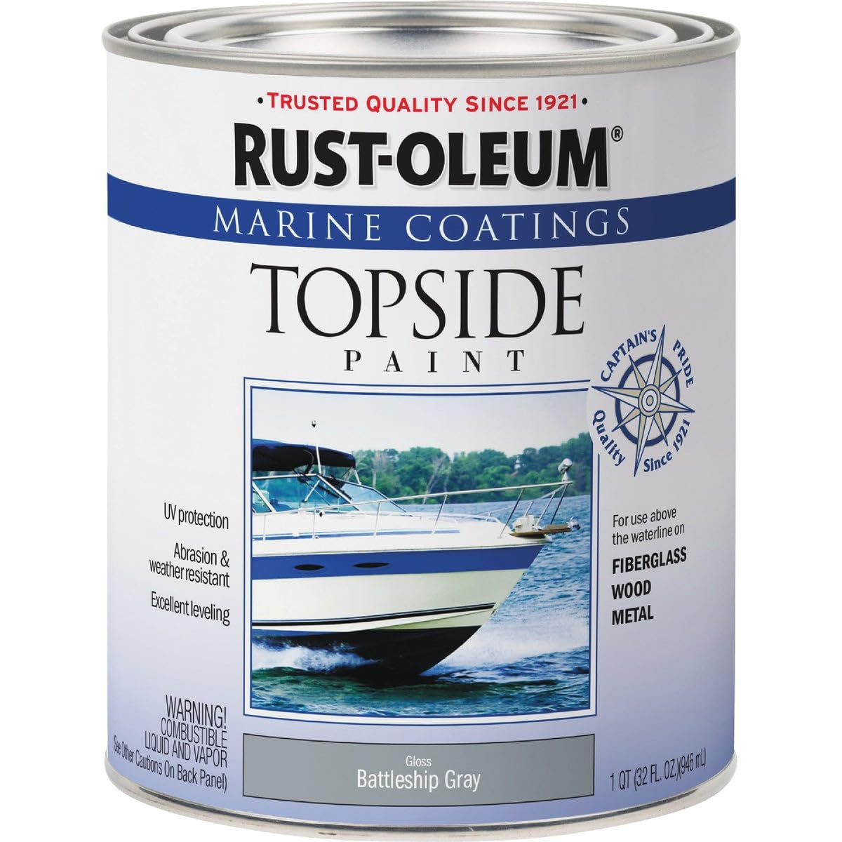 Rust-Oleum Outdoor Marine Coatings Gloss Battleship Gray Topside Paint 1 qt.