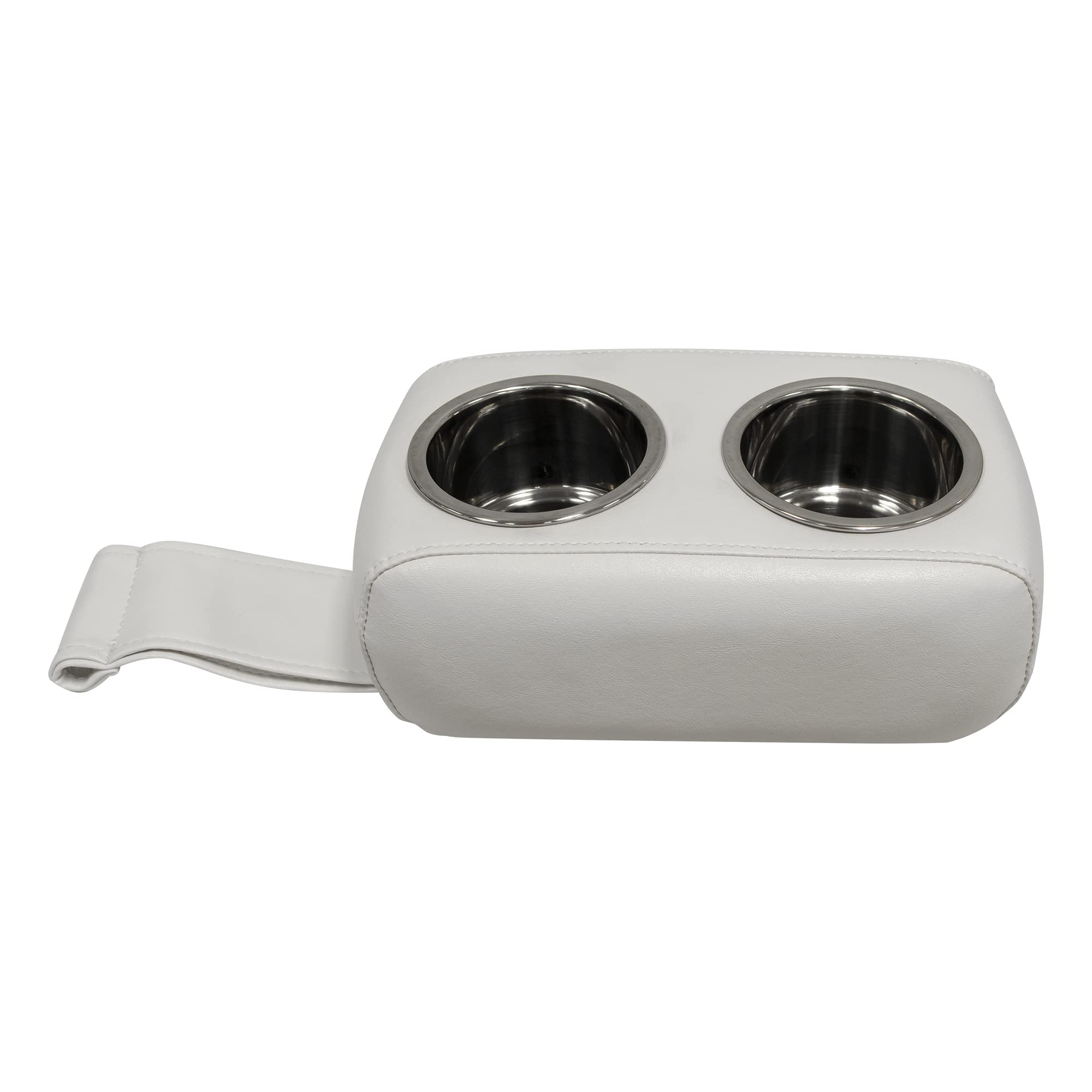 3059-784 Wise Pontoon Double Drink Holder with Stainless Steel Cup Holders, White