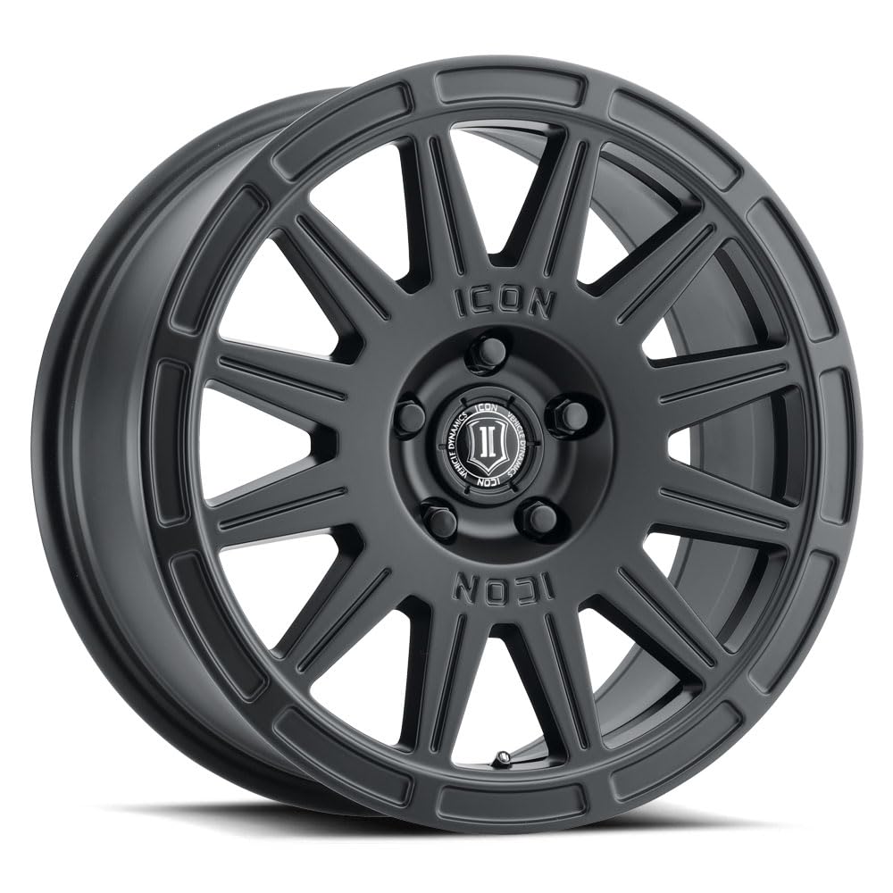 17 x 8/5 x 4.5 ICON Alloys Ricochet, Satin Black, 38mm Offset, 6" BS, 7017806560SB
