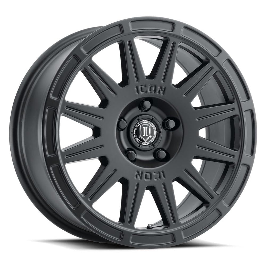 17 x 8/5 x 4.5 ICON Alloys Ricochet, Satin Black, 38mm Offset, 6" BS, 7017806560SB