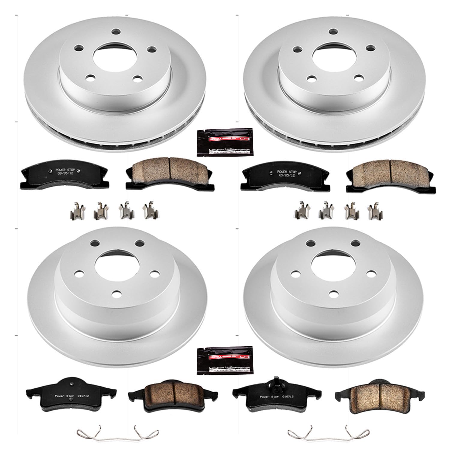 Power Stop CRK2150 Brake Rotor & Coated Ceramic Brake Pads- front & rear For Jeep Grand Cherokee 1999-2004 [Model Specific]