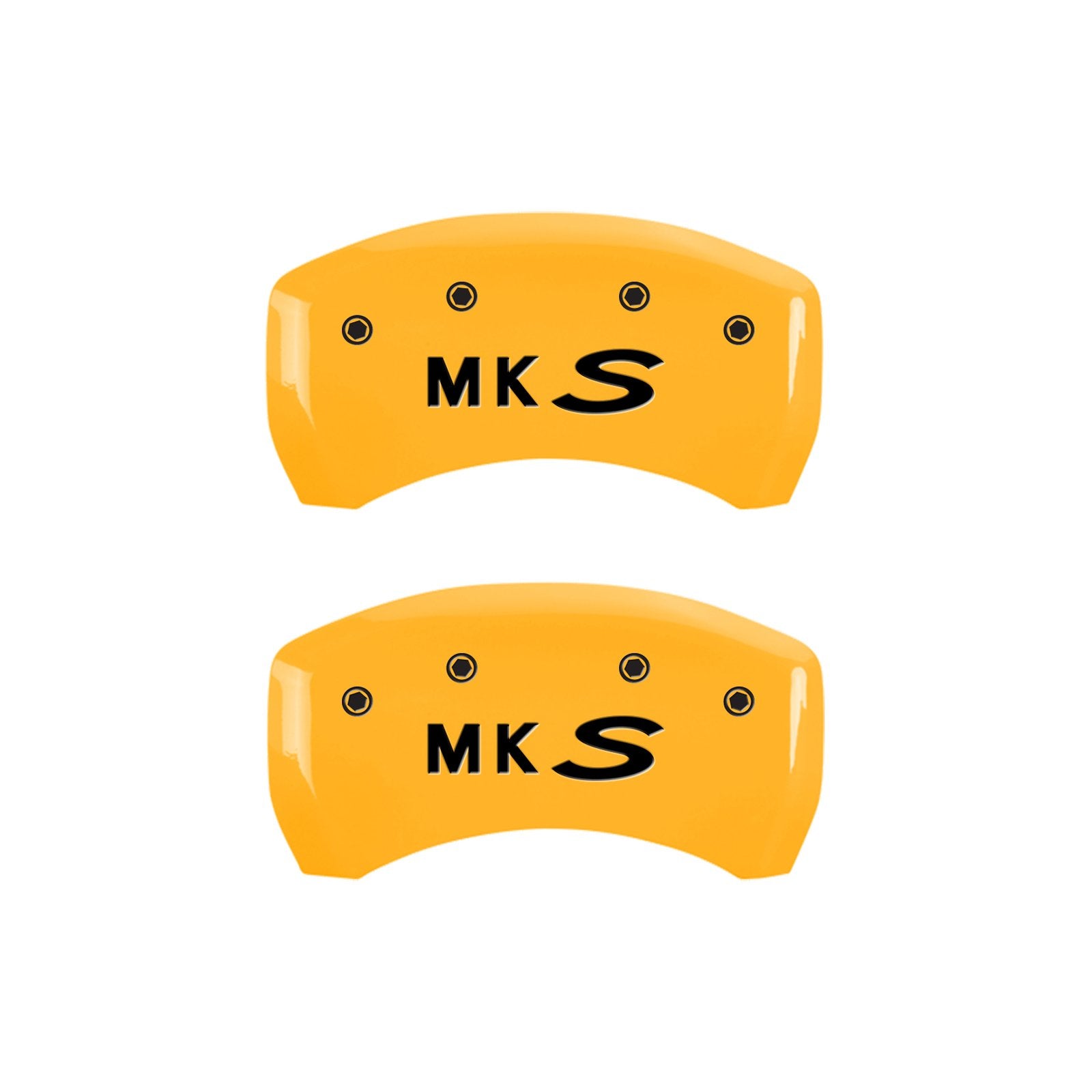 Caliper Covers MGP 36019SLCSYL, Set of 4 (Yellow Engraved Front: Lincoln - Engraved Rear: MKS Powder Coat Finish Black Characters)