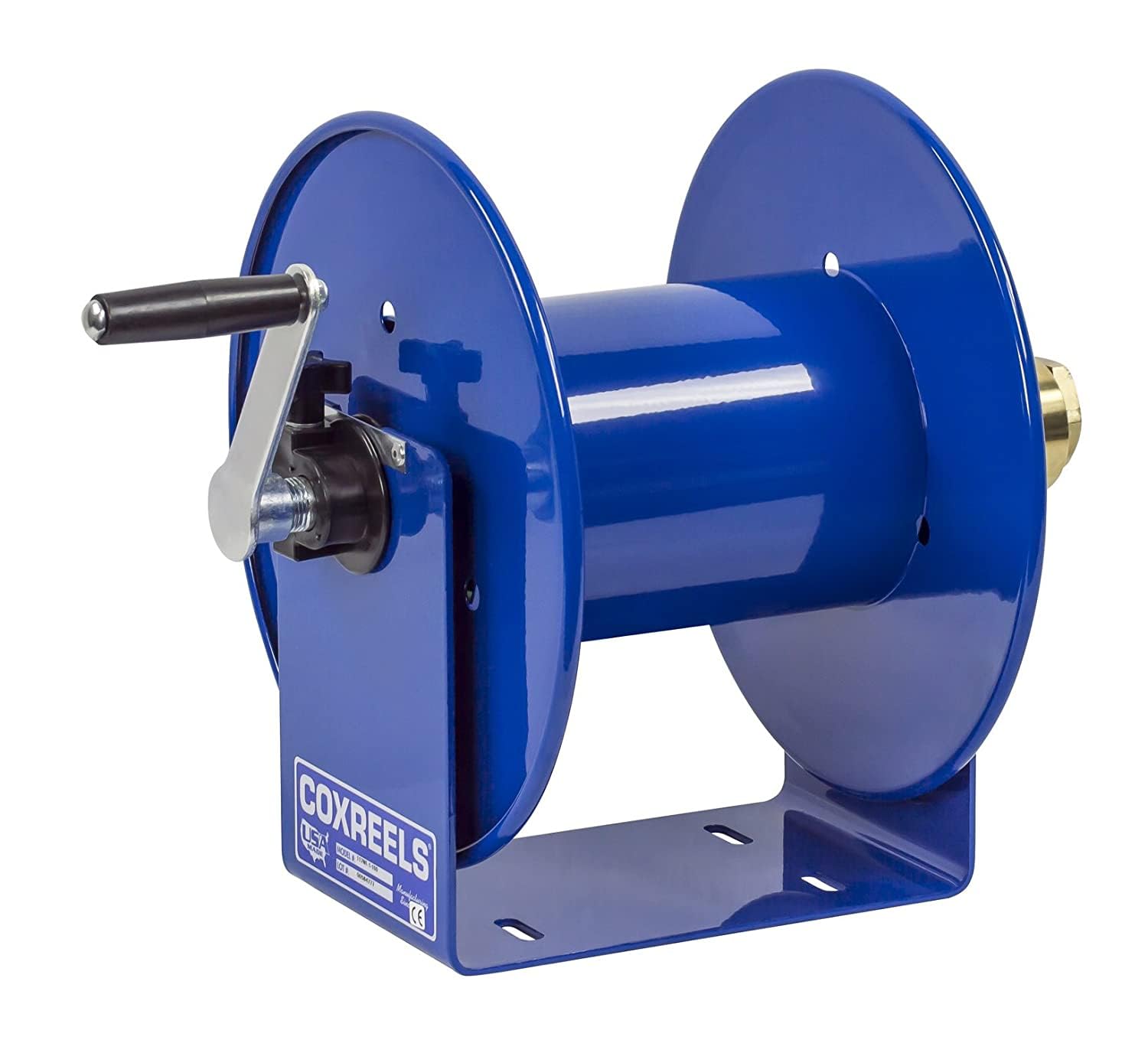Coxreels 100W Series 112WL-1-100 Hand Crank Steel Welding Hose Reel – ¼” x 100’, 200 PSI - Easy-to-Use Compact Design - Adjustable Tension Break - Heavy-Duty Steel Construction, Made in the USA, Blue