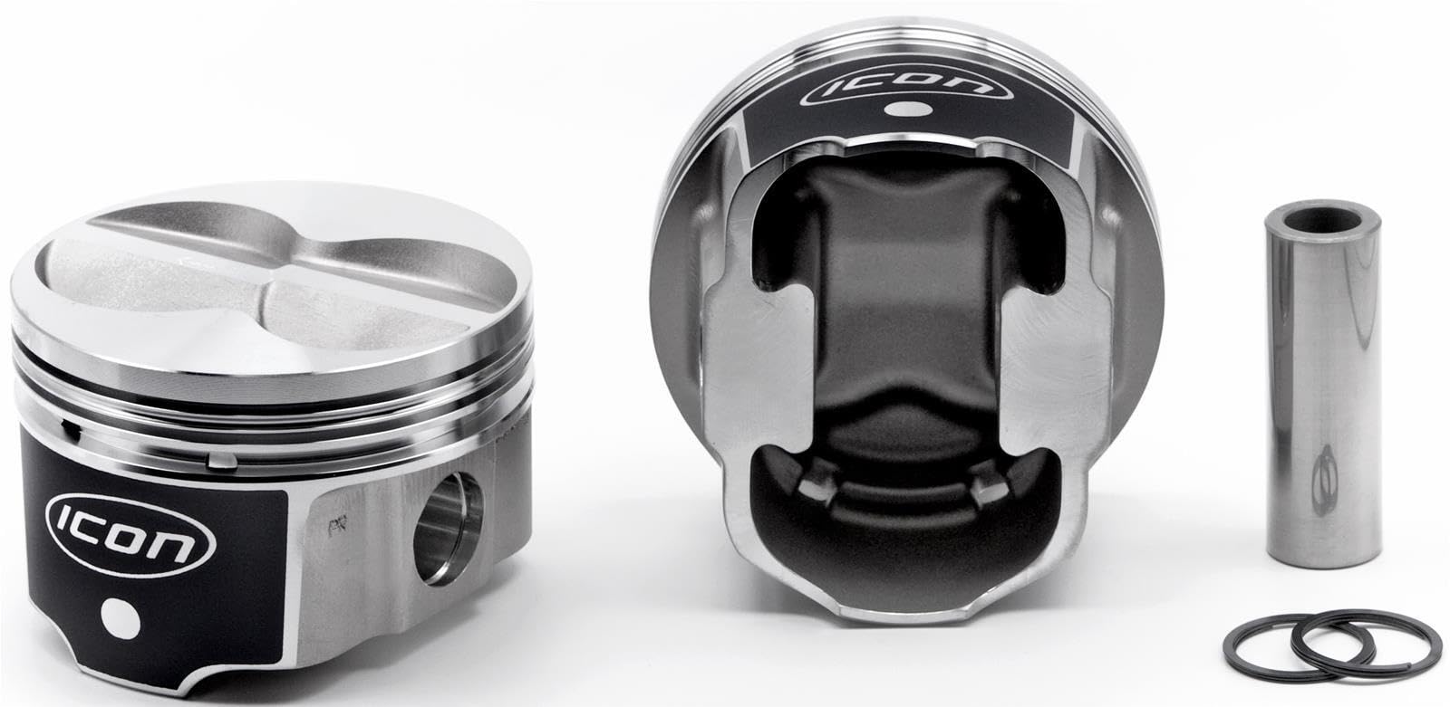 ICON IC9925KTM.030 Piston Set w/Rings FHR - Works with Ford 351W, Rod 5.956", Flat Top 4V