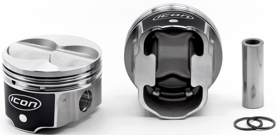 ICON IC9925KTM.030 Piston Set w/Rings FHR - Works with Ford 351W, Rod 5.956", Flat Top 4V