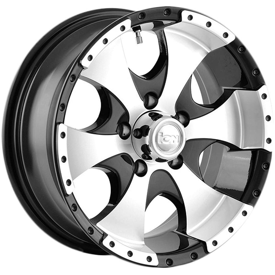 Black/MACHINED Ion Wheels 136 Wheel with Alloy Steel (15 x 6. inches /6 x 108 mm, 0 mm Offset)