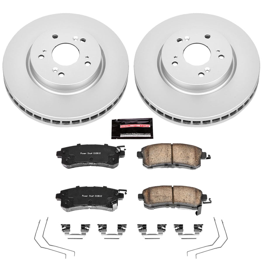 Power Stop CRK5432 Brake Rotor & Coated Ceramic Brake Pads- front For Honda Accord Crosstour 2011, Honda CR-V 2012-2016, Honda Crosstour 2012-2015 [Model Specific]